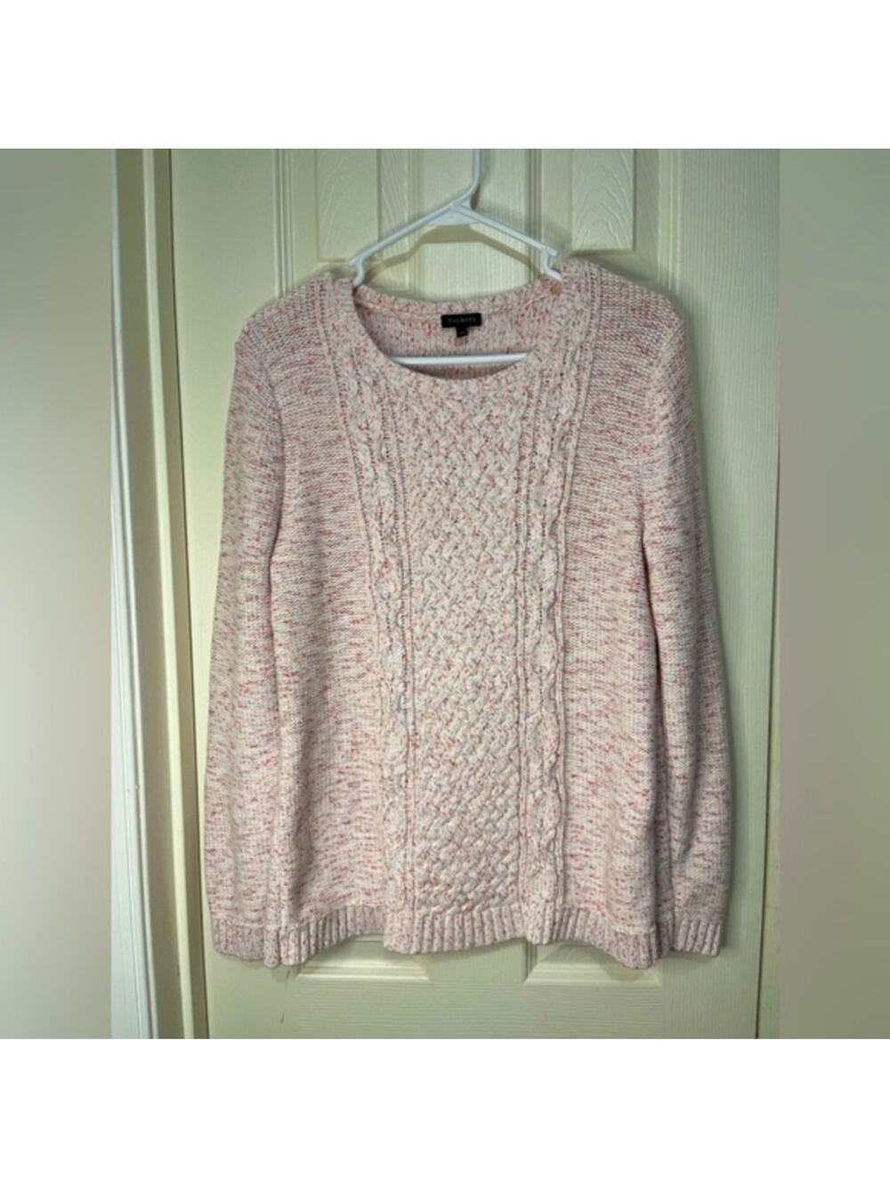Talbots Light Pink Casual Cable Knit Cotton Sweater Size Large